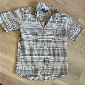 Ezekiel Men's Gray and White Striped Dress Shirt